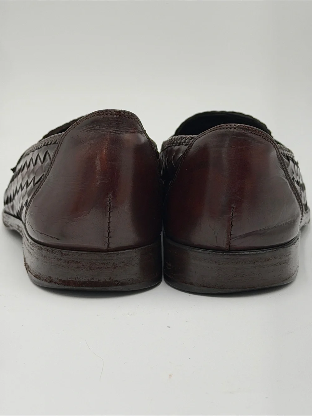 BRAGANO COLE HAAN sz8.5W Brown Woven Moc Toe Penny Loafer